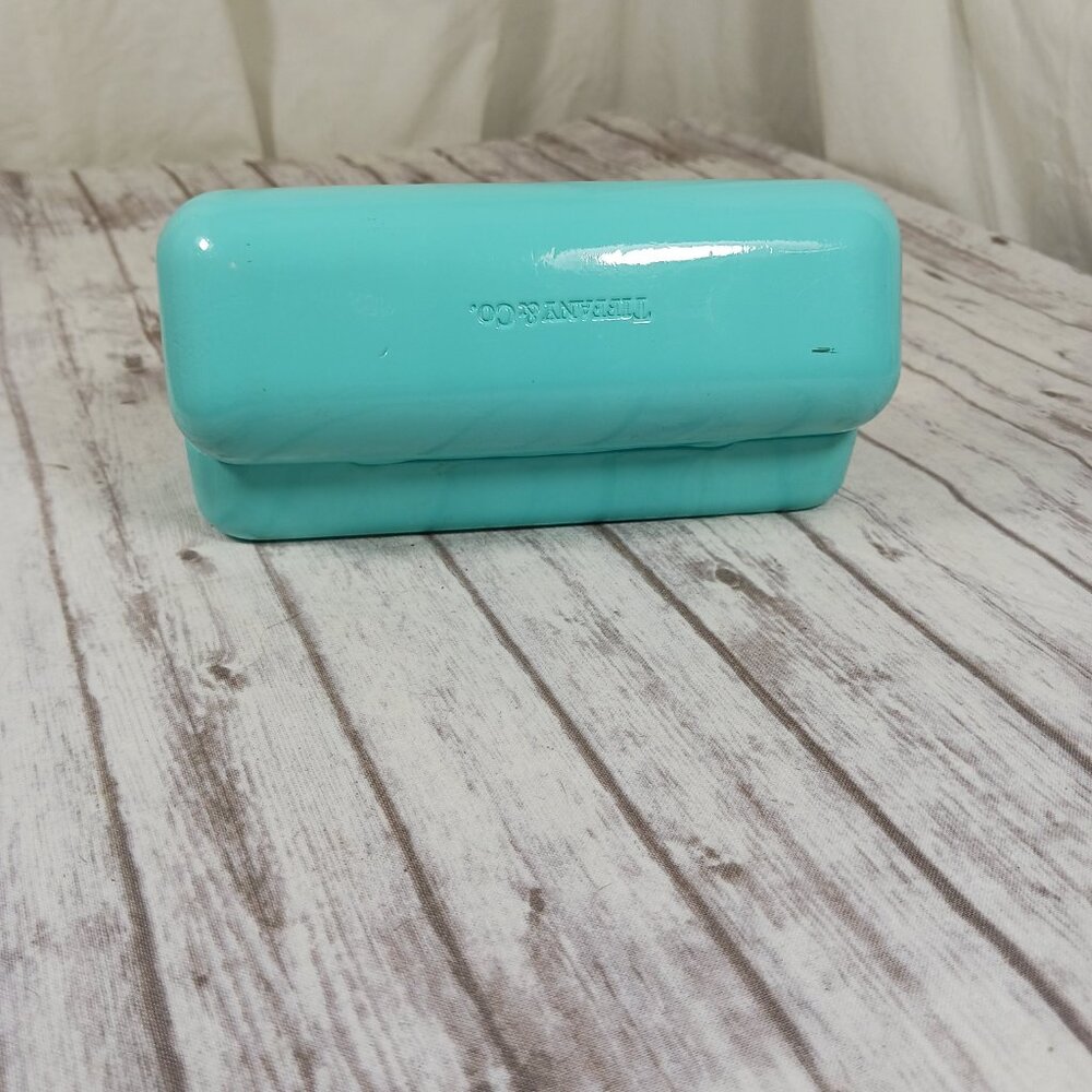 Tiffany & Co. Hard Shell Eyeglass Case Tiffany Blue Ext. Tan Suede Interior 6x2" - Picture 12 of 15